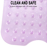 YINENN Bath and Shower Safety Mats 40x16 inch, Non Slip with Suction Cups for Bathroom Stall and Tub Floor, Extra Large and Machine Washable, Drain Holes Keep Bathtub Clean, Purple