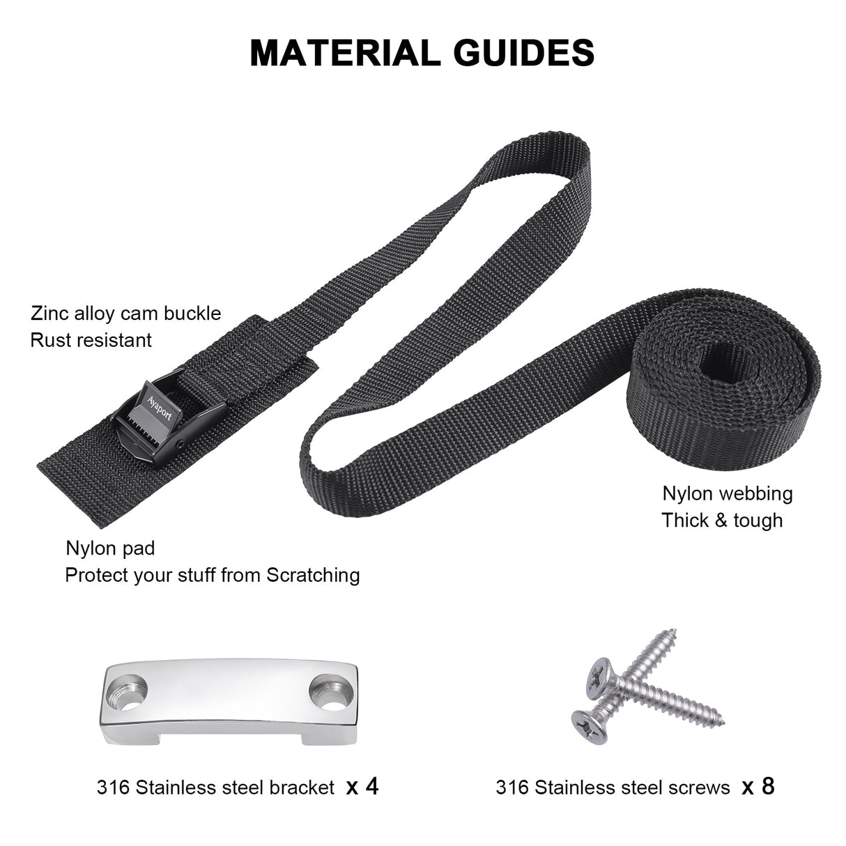 Ayaport Battery Tie Down Strap Battery Box Hold Down Kit 72”, Battery Tie Down Kit, with Stainless Steel Bracket & Screws Used for RV Battery, Accessories