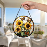Zhuoyaju Stained Glass Suncatcher Window Hanging, 7.8 x 7.8 in