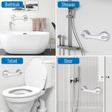 Dotday 12 Inch Suction Grab Bars for Bathtubs and Showers, 2 Pack Shower Handles for Elderly, Shower Grab Bars for Seniors, Handicap Shower Bars Shower Safety Bars for Bathroom Bathtubs Toilet - Grey