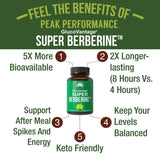Super Berberine Supplement - Dihydroberberine GlucoVantage® Now 5X More Effective Than Regular Berberine HCL Powder Capsules. for Metabolism Support. Keto Friendly Plus Vegan Extract Pills