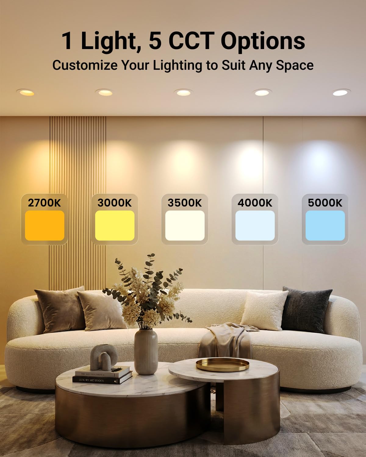 Sunco 12 Pack LED Recessed Lighting 6 Inch, Retrofit Can Lights, 965LM, 13W (100W Equivalent), Selectable CCT 2700K/3000K/3500K/4000K/5000K, Dimmable, Baffle Trim, Damp Rated UL