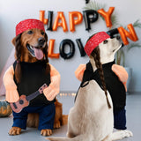 Huhumy Halloween Country Singer Dog Costume Pet Guitar Costume with Felt Funny Guitar Plush Arm Ponytail Wig for Small Medium Dogs Chihuahua Pug Christmas Party Halloween Cosplay Outfit(XL)