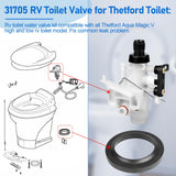 31705 RV Toilet Water Valve Kit for Thetford Aqua-Magic V Toilets, RV Toilet Valve fits All Aqua Magic V High and Low Toilet Models 31688 31687, RV Toilet Parts