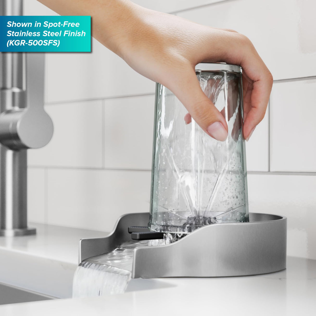 KRAUS CleanMate Glass Rinser for Kitchen Sink in Spot-Free Brushed Brass Color Finish, KGR-500SFBB