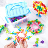 NiToy Building Blocks Educational Toy - 300PCS Snowflake Stem Construction Set for Kids 3+, Safe Non-Toxic Storage Case, Learning Gifts for Boys Girls, Multi-Color