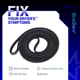 BlueStars 341241 Dryer Drum Belt - Compatible with Whirlpool Kenmore Dryers - Replaces 8066065 AP2946843 W10127457 PS346995 14210003 31531589 31001026 3394651 529597 - Pack of 2