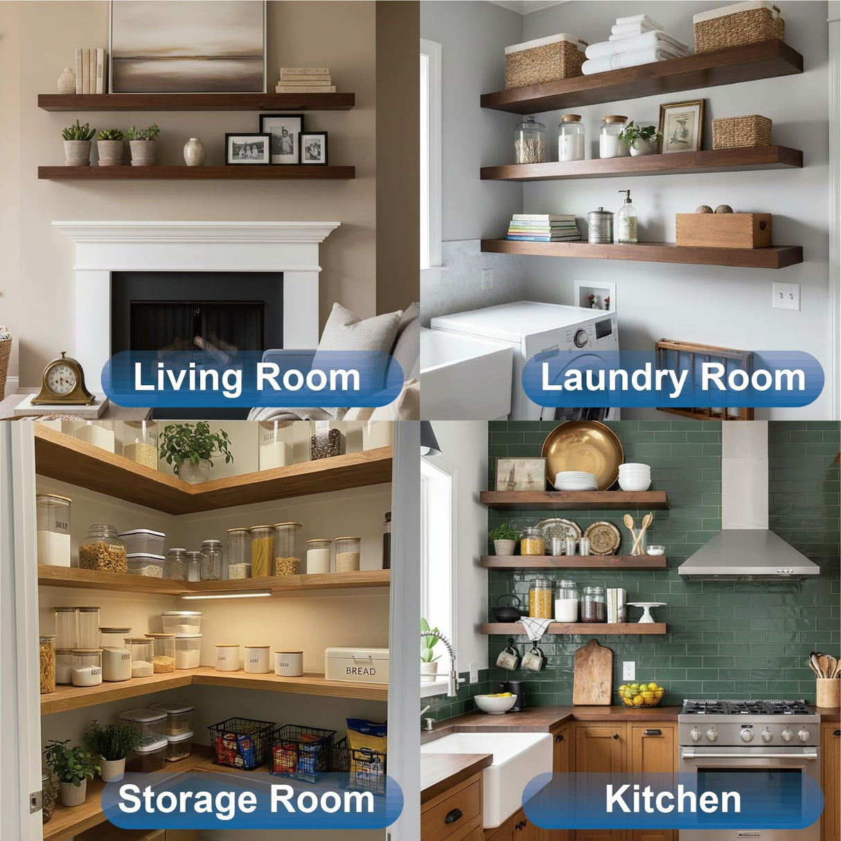 LEOPO 12-Pack 8 inch Floating Shelf Brackets, Hidden Shelf Bracket for Wood, Concealed Blind Shelving Support,Invisible Coated Brackets for DIY Decorative,Fit for Kitchen, Bathroom,Study Room