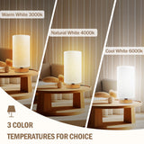 6.3in Bedside Table Lamp for Bedroom, Minimalist Nightstand Lamp with Round Fabric Linen Shade,Study Reading Desk Lamp for Kids Room, Night Table Lamp for Living Room, College Dorm, Home, Office