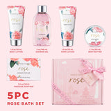 BODY & EARTH Spa Gift Set for Women - Luxurious 5 Pcs Bath and Body Box, Rose Scent, Includes Body Wash, Body Butter, Body Lotion and More, Birthday Christmas Gifts for Mom Self Care Kit for Her