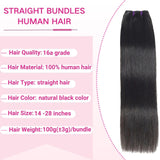 Beauty Queen 3 Bundles Human Hair Straight (20 Inch) 16a Grade Unprocessed Straight Brazilian Sew In Hair Extensions Thick Virgin Hair Natural Color