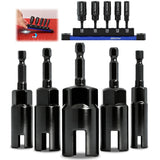 5-Piece Wing Nut Driver Set (10mm,12mm,14mm,16mm,18mm) with Magnetic Aluminum Storage Rail, 1/4" Hex Shank Wing Nut Driver Bit Set, Metric Wing Nut socket Set for Wing Nut, Eye Bolt, Wire Twisting