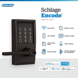 Schlage Encode Smart Wi-Fi Lock with Lever Handle, Touchscreen Keypad, Keyless Entry Door Lock, App Control, Alexa, Google Home and Airbnb Compatible, Aged Bronze, FE789WB CEN 716 LAT