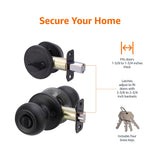 Amazon Basics Exterior Door Knob With Key Lock and Deadbolt, Keyed Alike, Coastal, Matte Black