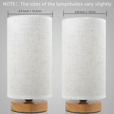 Table Lamps for Bedrooms Set of 2, Minimalist Bedside Lamps Set with Round Fabric Linen Shade,Reading Small Desk Lamp Set of 2 for Kids Room, Night Nightstand Lamp Set for Living Room, Office