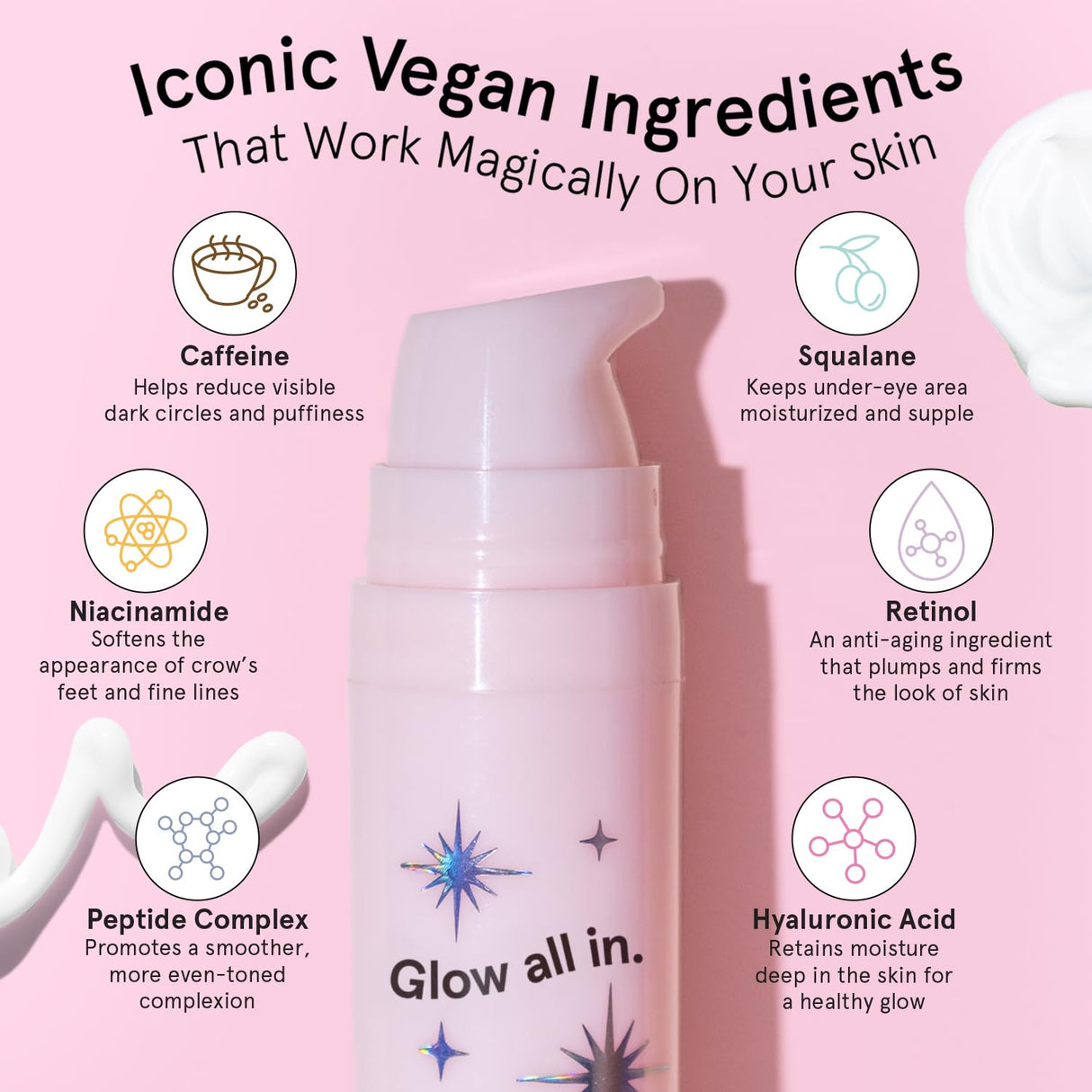 grace & stella Retinol & Caffeine Under Eye Serum Anti Aging - Travel Essentials - Hydrating Cream with Niacinamide, Peptides - Reduce Wrinkles, Crow's Feet, Puffiness - Vegan Skincare (0.5 floz/15ml)