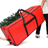 HOMEST Christmas Tree Storage Bag, Fits for 6/7.5 ft Xmas Artificials, Zippered Box with Reinforced Carrying Handles and Wheels, Red (Bag Only)