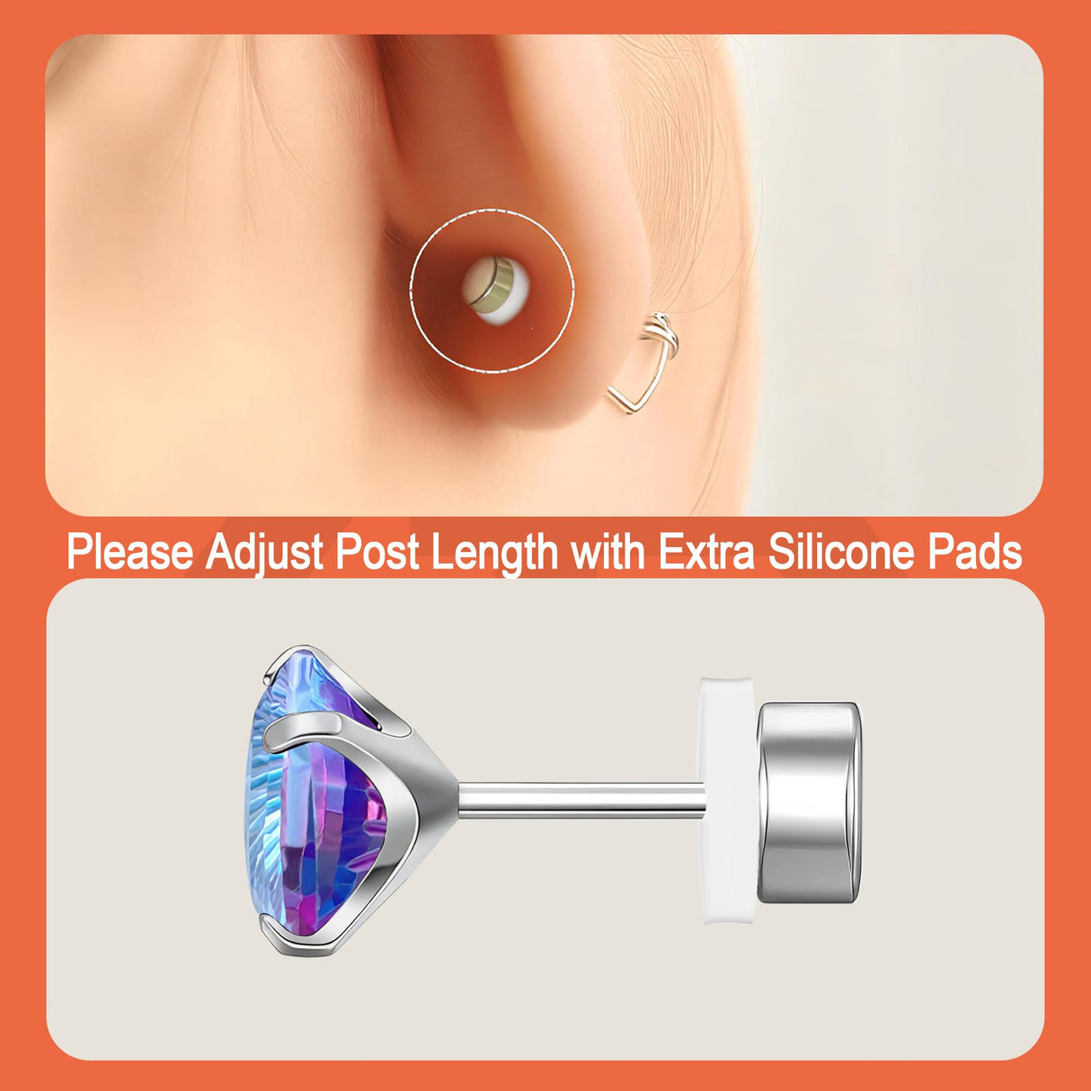 GUIJUEYE Implant Grade Titanium Evil Eye CZ Earrings for Sensitive Ears