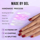 BTArtbox Halloween Press On Nails, Short Red Fake Nails, 32Pcs Full Kit