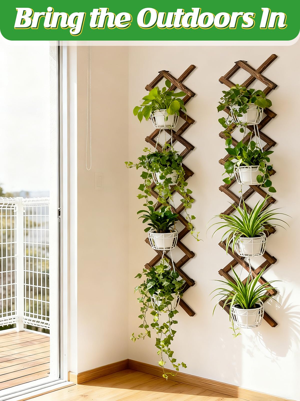 4Pcs 13x78 Expandable Wood Wall Trellis for Climbing Plants Outdoor/Indoor