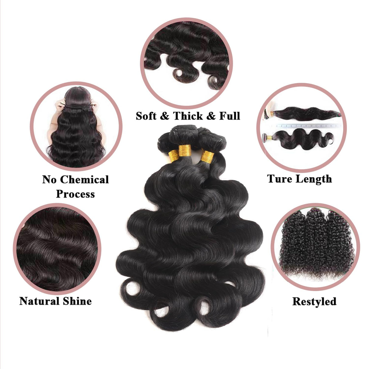 Katspon 12A Human Hair Bundles 20 22 24 26 Inch Body Wave 100% Unprocessed Brazilian Virgin Hair 4 Bundles Deals Human Hair Extensions Quick Weave Bundles Human Hair Natural Black