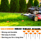 Silkfly 8 Pack,8 Inch Galvanized Rebar Survey Marker 0.75 LB,Orange