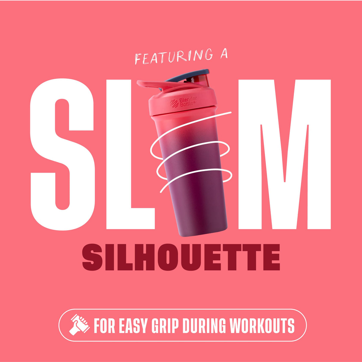 BlenderBottle Sport Sleek Insulated Stainless Steel Shaker Bottle with Wire Whisk, 25-Ounce, Sangria Ombre – Protein Shakes & Hydration for Athletes & Fitness Enthusiasts, Easy Mixing, Slim Easy to Hold, Keeps Drinks Cold, Lockable Lid