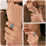 AVECON Adjustable Turquoise Rings for Women, Size 6-9