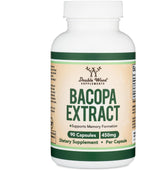Bacopa Monnieri Capsules 20% Bacosides 450mg, 90 Count (Non-GMO, Gluten Free) Brahmi Extract (Memory Supplement for Brain Health, Focus, and Cognitive Function) by Double Wood