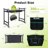 KELHOMECL Garden Kneeler and Seat with Umbrella, 2-in-1 Foldable Gardening Stool with Adjustable Bracket, Detachable Tool Bags, Heavy Duty Kneeling Pad for Gardening (Beige Green)