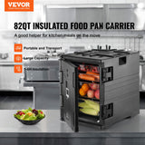 VEVOR Insulated Food Pan Carrier, 95 Qt Hot Box for Catering, LLDPE Food Box Carrier w/Double Buckles, Front Loading Food Warmer w/Handles, Stackable End Loader for Restaurant, Canteen, etc. Black