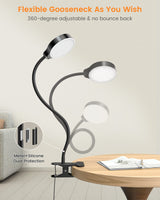 Glocusent 5W Clip on Light, 36LED Eye Caring Reading Light for Bed, 3 Colors & 5 Brightness Clip on Lamp with Adapter, Perfect Reading Light for Bed with Clamp/Bunk Bed/Headboard/Table/Desk