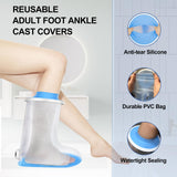 YUNCHI Waterproof Foot Cover for Shower Adults with Non-Slip Bottom, Reusable Watertight Foot Ankle Cast Protector for Foot Surgery Casts Bandages Wounds Dressing