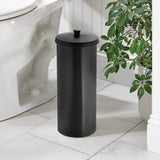 iDesign Freestanding Bathroom Toilet Paper Storage Holder with Lid for 3 Extra Rolls, Matte Black