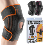 DR. BRACE ELITE Knee Brace with Side Stabilizers & Patella Gel Pads for Maximum Knee Pain Support and fast recovery for men and women-Please Check How To Size Video (X-Large, Mars)