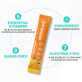 Venture Pal Sugar Free Electrolyte Powder Packets - Liquid Daily IV Drink Mix for Rapid Hydration & Party Recovery | 5 Vitamins & 7 Electrolytes| Keto Friendly | Non-GMO | Certified Vegan | 16 Sticks