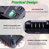 V20 Battery Fast Charger CMCB104 Replacement for Craftsman V20 20V max Lithium Battery Charger for CMCB201 CMCB202 CMCB204 CMCB205 CMCB206, with 2 USB Ports