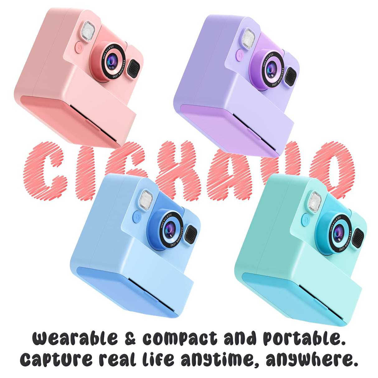 Kids Camera Instant Print Toys for Teenage Girls:1080P HD Digital Video Cameras for Girls, Christmas Birthday Gifts for 3 4 5 6 7 8 9 10 11 12 13 14 Year Old Girl with 32GB Sd Card-Pink