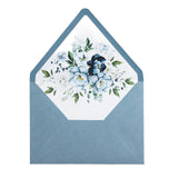 PONATIA 50PCS A7 Euro Flap Envelopes, 5.25 x 7.25'' Dusty Blue Flowers Liner Envelopes for Wedding Invitations, Photos, Postcards, Greeting Cards, Christmas Gift Cards, Acrylic Mailing, 5x7 envelopes