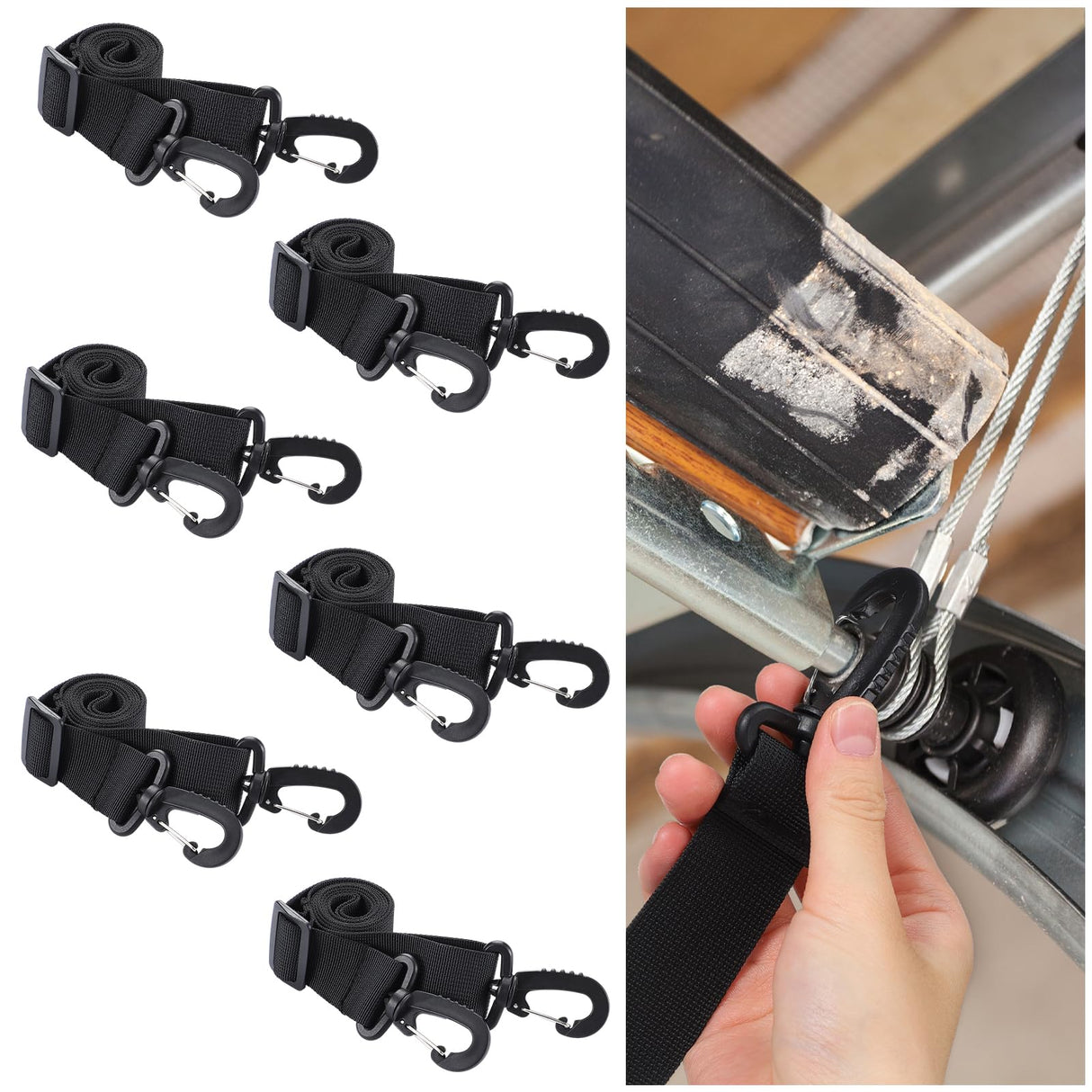 Vincreem 6 Pcs Christmas Garage Door Banner Clamps Halloween Garage Door Backdrop Installation Kit Clips Large Banner Cover Hanging Hooks Tools Mural Clip for Xmas Home Party Decorations(43.3 Inches)