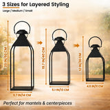 Decorative Metal Lanterns Indoor Outdoor, Set of 3 Outdoor Candle Holder