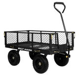BILT HARD 10" Flat Free Tires Heavy Duty Garden Cart with 180° Rotating Handle and Removable Sides, 4 Cu.Ft 880 lbs Capacity Utility Steel Wagons for Outdoor, Yard