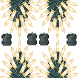 WATERGLIDE 4 Pack 50LED Outdoor Christmas Lights, 16FT Battery Operated Mini String Lights with 8 Modes & Timer, Xmas Tree Lights Waterproof for Patio Garden Party Wedding Holiday Decor, Warm White