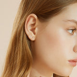 14K Gold Small Stud Earrings Set for Women Flat Back Earrings, 10 Pairs