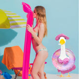 Wxcrsaz Porch Goose Summer Outfit for Cement or Plastic Goose 23'' Lawn Patio Statue, Bikini Goose Clothes, Hawaiian Outfit with Hat Sunglasses & Swimming Ring for Outdoor Garden Yard Decor (Pink)