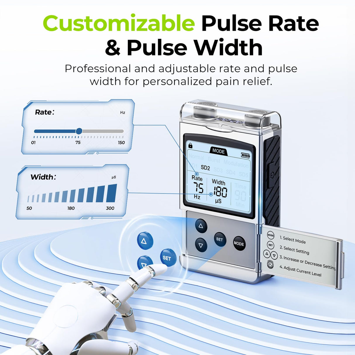 AUVON Rechargeable TENS Unit Muscle Stimulator, FSA HSA Eligible, Digital TENS Machine with 8 Customizable Modes, Electronic Massager for Sciatica, Shoulder & Back Pain Relief, 12 Pads, A Carry Case