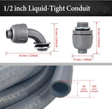 Wocloer Liquid-Tight Conduit - 1/2inch 75 Foot Flexible Non Metallic Liquid Tight Electrical Conduit Kit, With 6 Straight and 5 90-Degree Conduit Connector Fittings.1/2" Dia