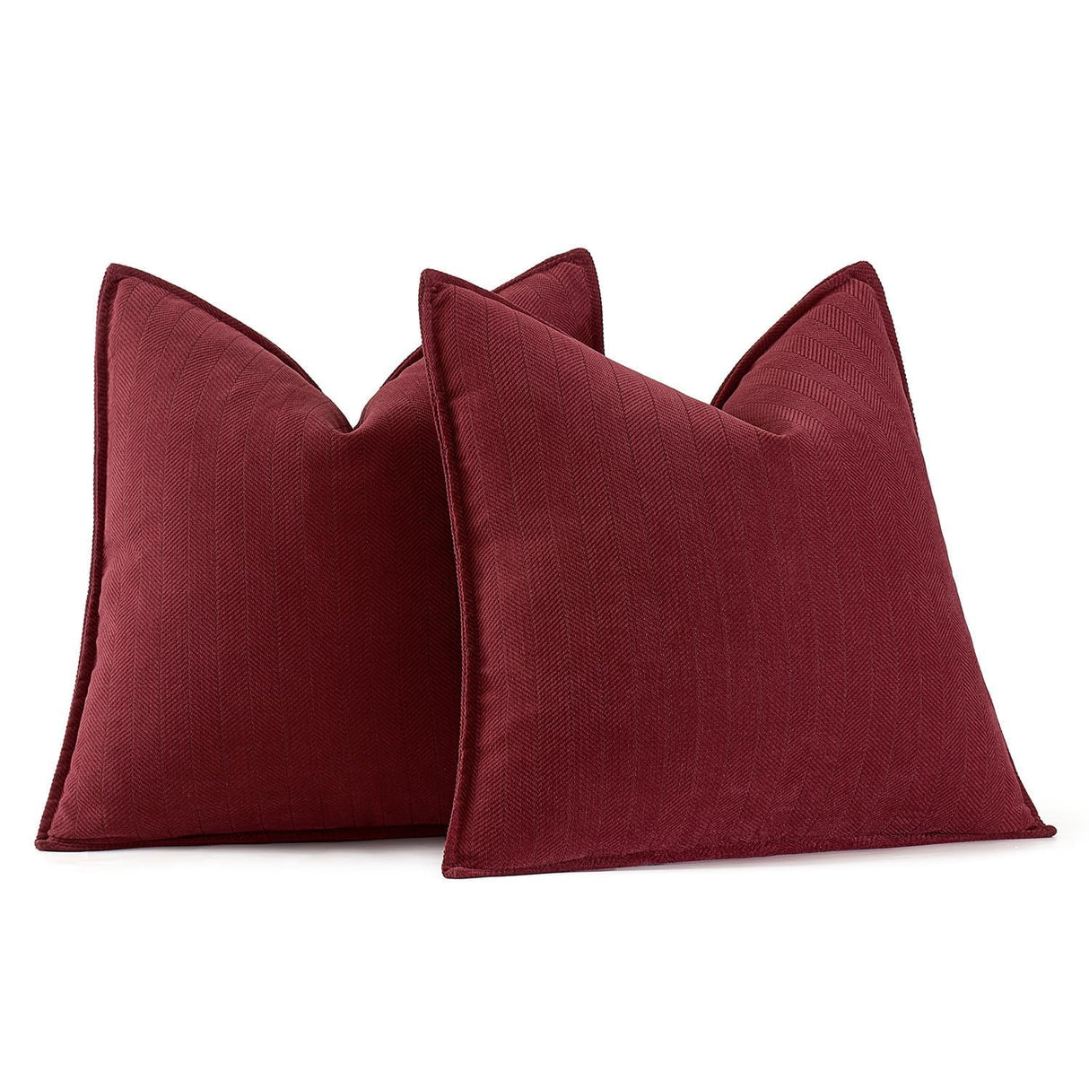 MIULEE Pack of 2 Christmas Burgundy Decorative Pillow Covers 18x18 Inch Soft Chenille Luxurious Couch Throw Pillows Farmhouse Cushion Covers with Elegant Design for Sofa Bedroom Living Room Decor