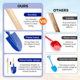 2 Pack Beach Shovels for Kids, 27.2" Long Detachable Kids Shovel with Wood Handle Metal Spade Sand Shovels for Digging Shoveling Sand Snow Gardening Tools Sandbox Toys for Kids Adults Gifts (Blue)