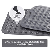 YINENN Bath and Shower Safety Mats 40x16 inch, Non Slip with Suction Cups for Bathroom Stall and Tub Floor, Extra Large and Machine Washable, Drain Holes Keep Bathtub Clean, Clear Light Black